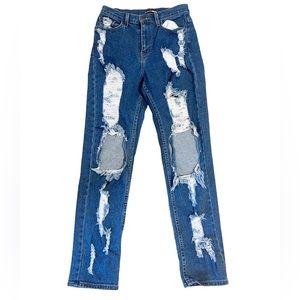 Blue Distressed Boyfriend jeans- Style p1672